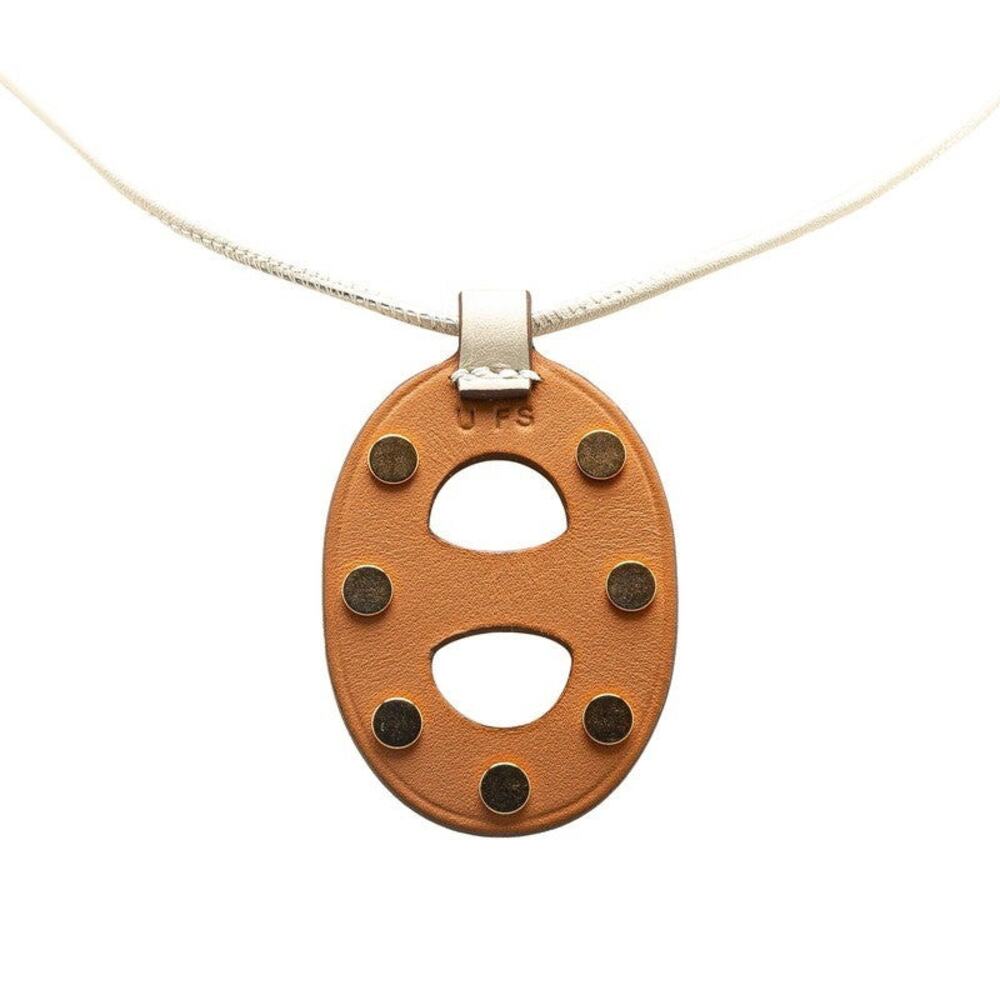 Hermes Chaine d'Ancre PM Studs Veau Swift Necklace Beige